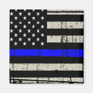 Aimant Ligne Bleue Drapeau Soutien de la police américain