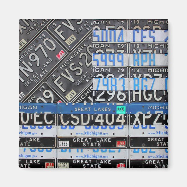 Aimant Ligne bleue mince Michigan Drapeau par Design Turn (Devant)