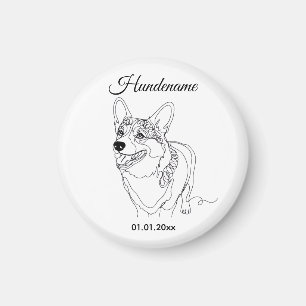 Aimant Ligne d'art de Corgi chien personnalisé
