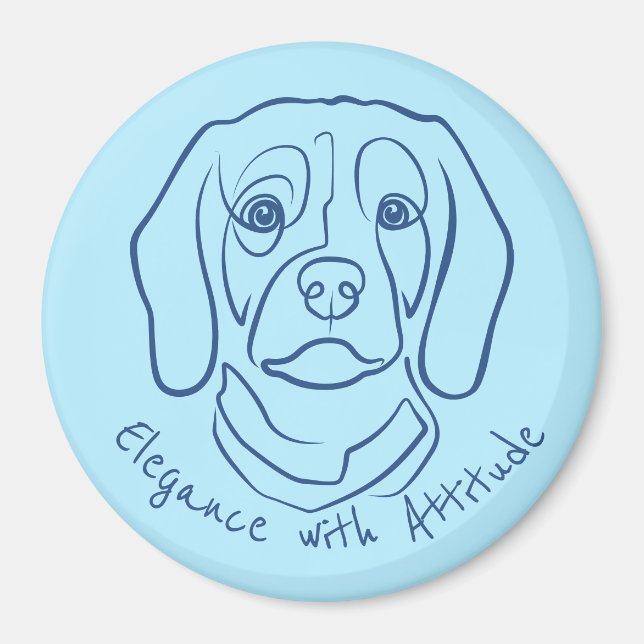 Aimant Ligne de Beagle, Élégance avec Attitude (Devant)