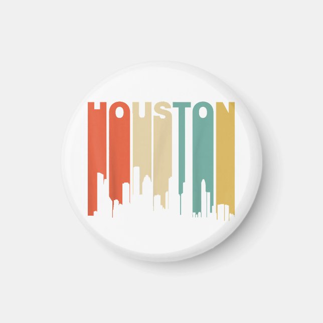Aimant Ligne d'horizon de Houston Texas Style Rétro Année (Devant)