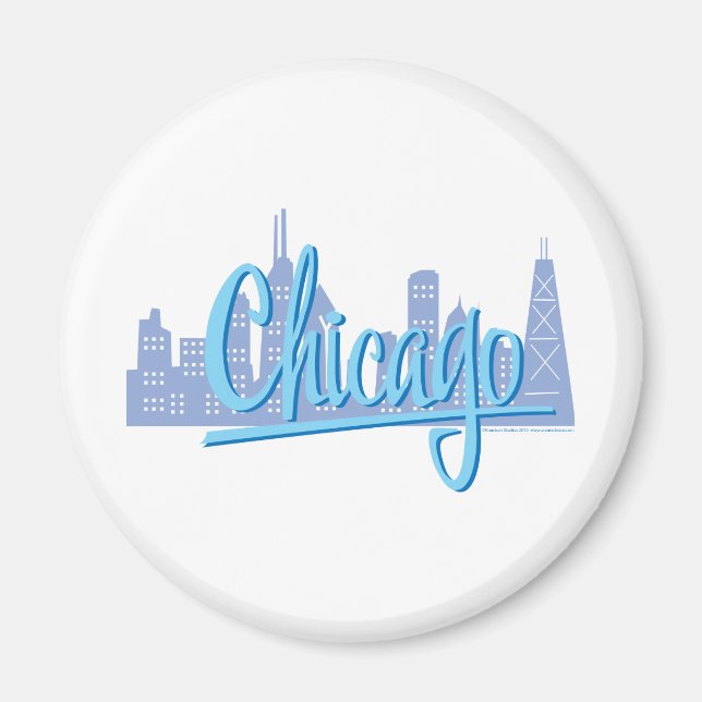 Aimant Ligne Skyline de Chicago Windy City (Devant)