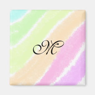 Aimant Lignes d'aquarelle stripe arc-en-ciel ajouter votr