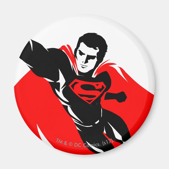 Aimant Ligue de Justice | Superman Flying Noir Pop Art (Devant)