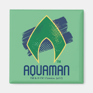 Aimant Ligue de Justice   Symbole Aquaman à demi-teintes