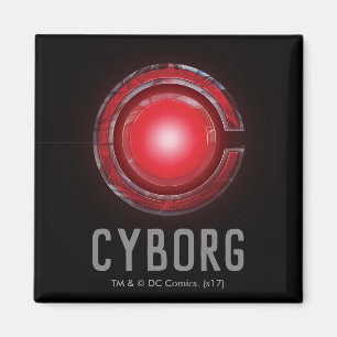 Aimant Ligue de Justice   Symbole Cyborg brillant