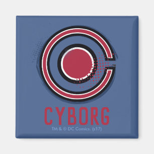 Aimant Ligue de Justice   Symbole de cyborg brosse et dem