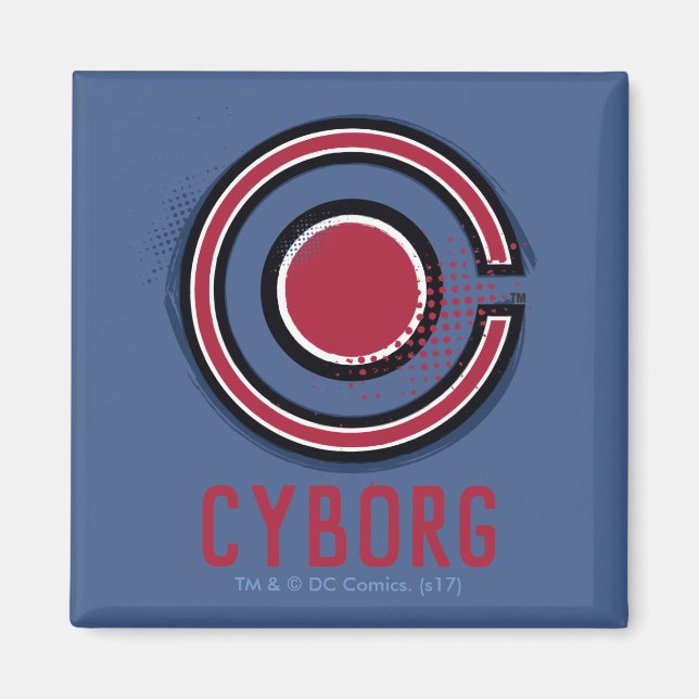 Aimant Ligue de Justice | Symbole de cyborg brosse et dem (Devant)