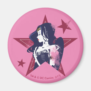 Aimant Ligue de Justice Wonder Woman & Stars Pop Art