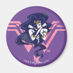 Aimant Ligue de Justice   Wonder Woman & Symbol Pop Art