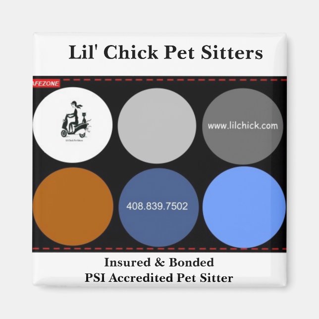 Aimant Lil' Chick Pet Sitters, Assuré & BondedPSI Acc... (Devant)