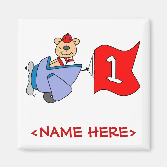 Aimant Lil Pilot Bear 1er anniversaire (Devant)
