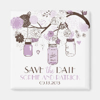 Lilac Mason jarres et fleurs Enregistrer l'aimant