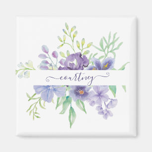 Aimant Lilas aquarelle florale personnalisée