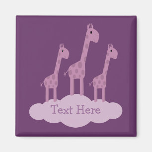 Aimant lilas et pourpre mignon de girafes