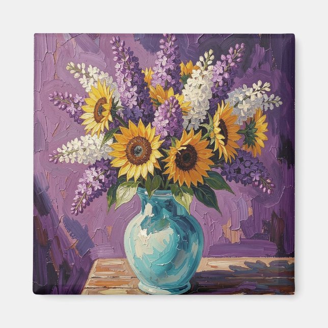 Aimant Lilas et Tournesols | Conception Botanique   (Devant)