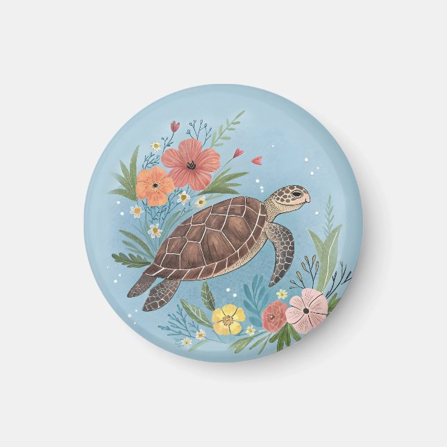 Aimant L'illustration d'une tortue de mer (Devant)