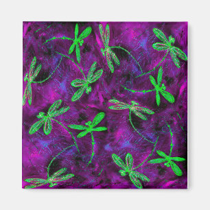 Aimant Lime Green Dragonlies sur Hot Pink et Purple