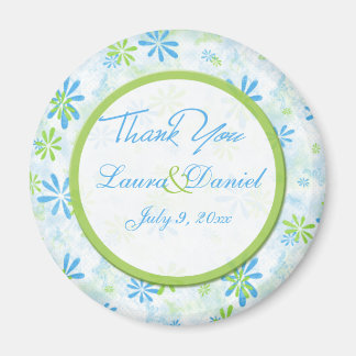 Aimant Lime Vert et bleu Floral Mariage Favoriser l'aiman