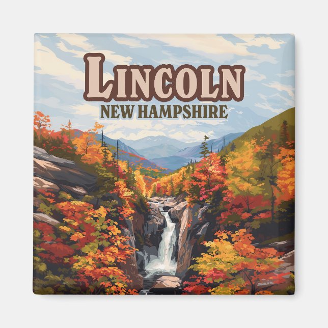Aimant Lincoln New Hampshire Franconia Falls Automne (Devant)
