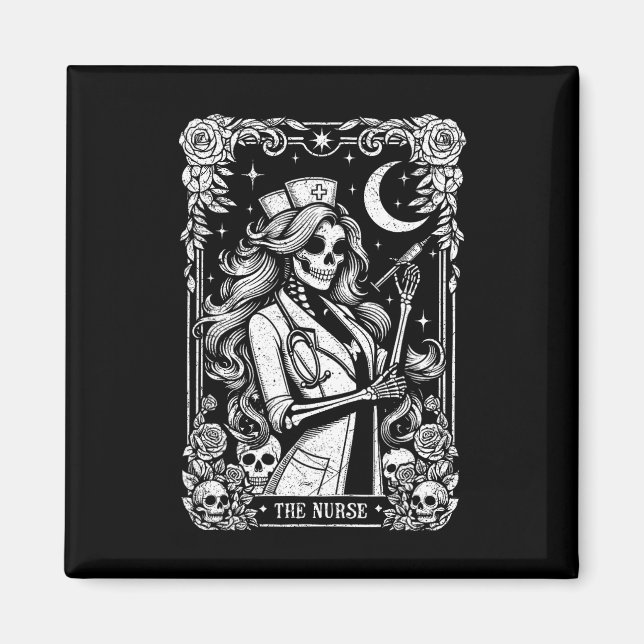 Aimant L'infirmière Skeleton Tarot Card Drôle infirmière  (Devant)