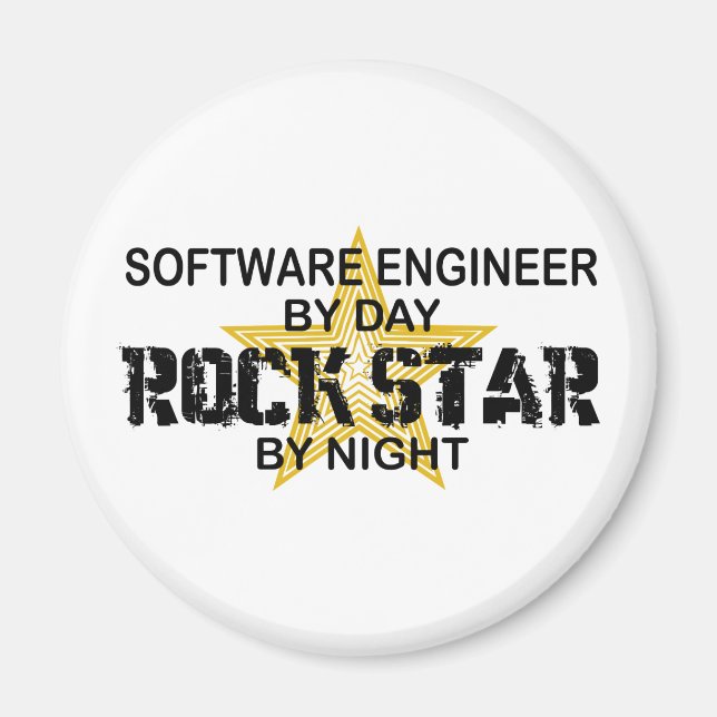 Aimant L'ingénieur du logiciel Rock Star par nuit (Devant)