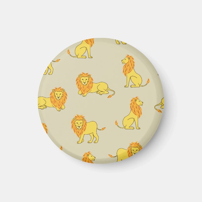 Aimant Lion à main : motif vintage. (Devant)