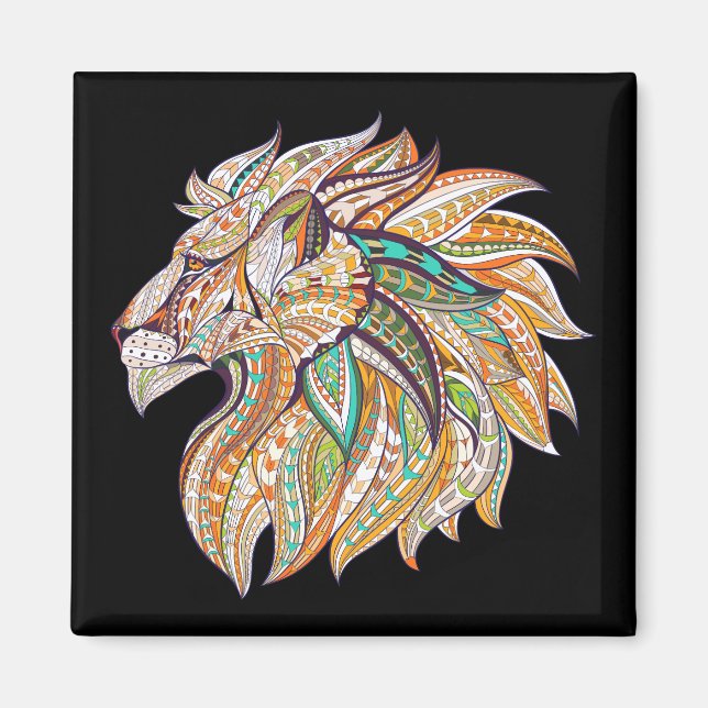 Aimant lion abstrait de couleur vive (Devant)