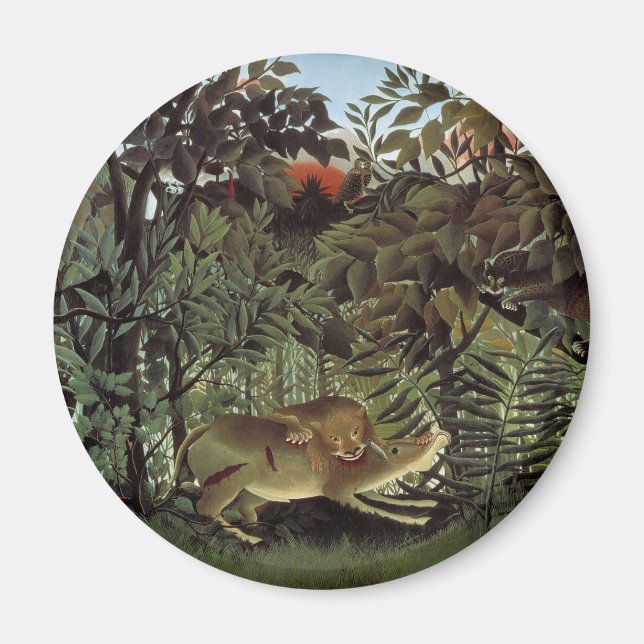 Aimant Lion affamé par Henri Rousseau, animal sauvage Vin (Devant)