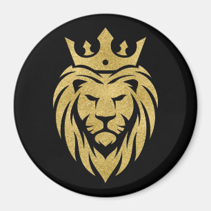 Aimant Lion Avec Couronne - Style Or 3