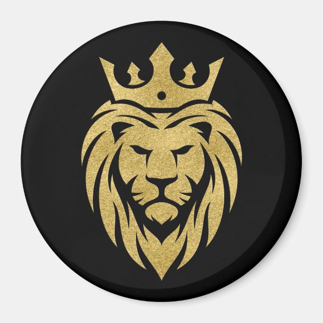 Aimant Lion Avec Couronne - Style Or 3 (Devant)
