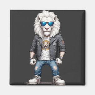 Aimant Lion Biker Rebel en cuir Jacket Cool Style