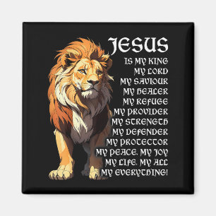 Aimant Lion Christian Jésus est mon roi, Dieu, Seigneur e