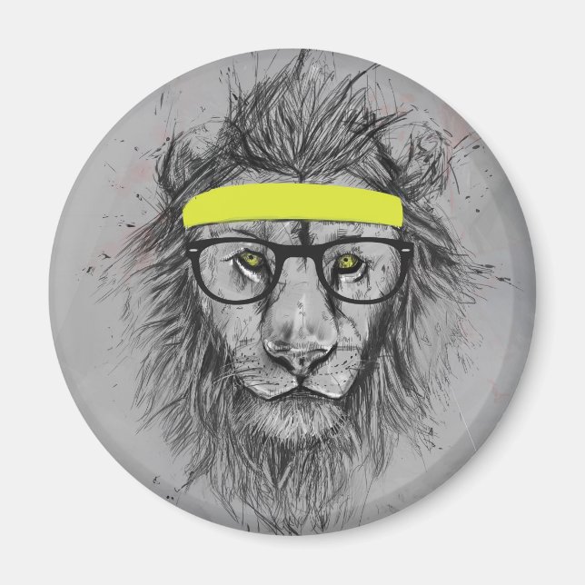 Aimant Lion de Hipster (Devant)