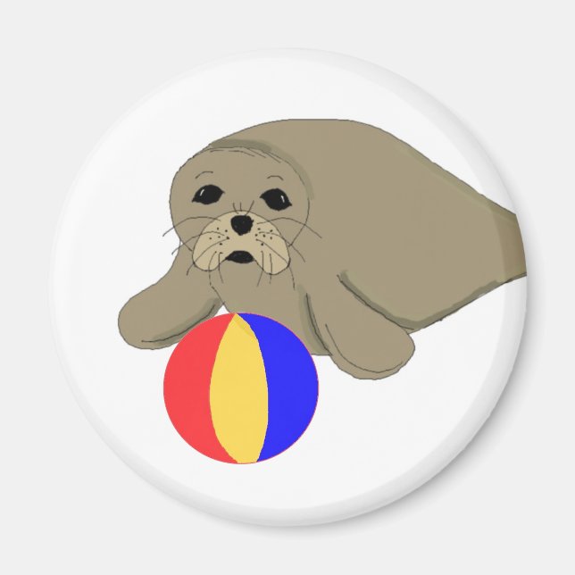 Aimant Lion de mer de dessin animé ballon de plage (Devant)