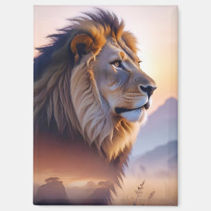 Aimant Lion Double exposition Nature animale Nature sauva