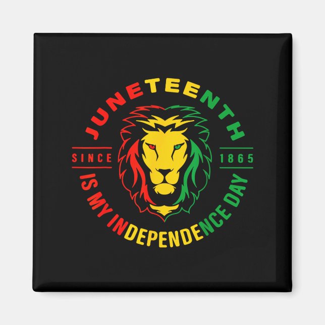 Aimant Lion juneteenth depuis 1865 est mon jour de l'indé (Devant)