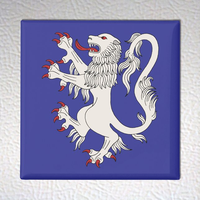 Aimant Lion Rampant Argent (Lion Rampant Argent Magnet on White Fridge)