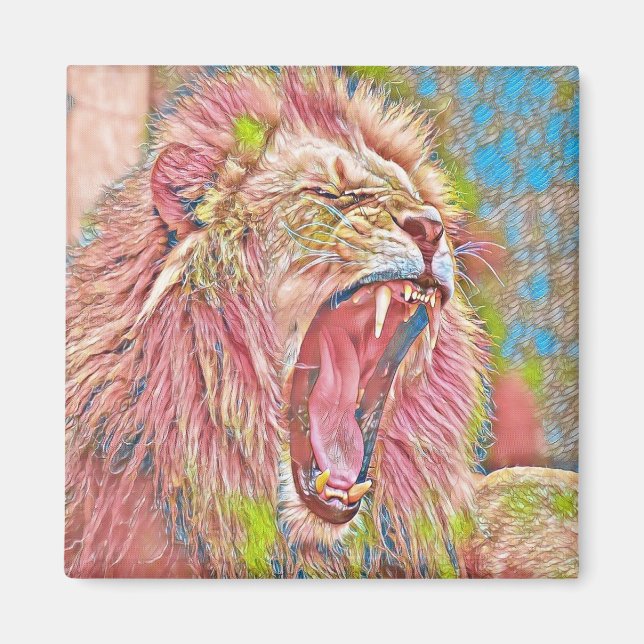 Aimant Lion rocailleux artistique (Devant)