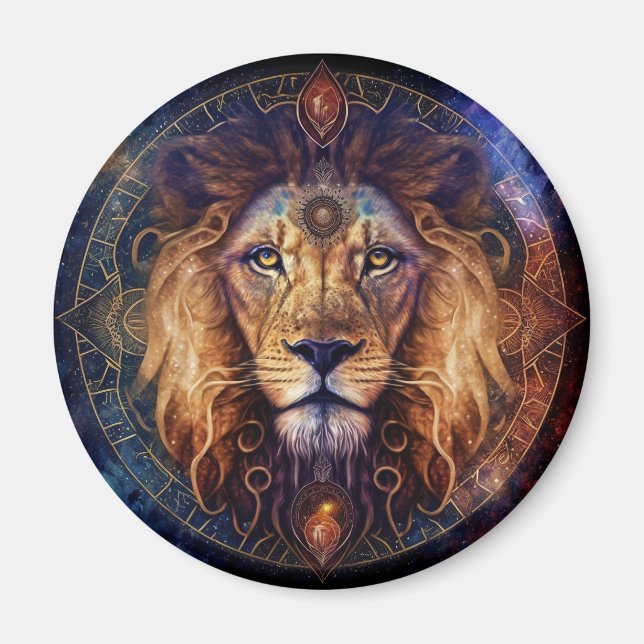 Aimant Lion Spirit Mandala Art Visionnaire (Devant)
