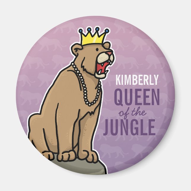 Aimant Lioness Queen of the Jungle, Ajouter Nom Purple (Devant)