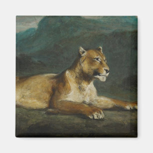 Aimant Lionne reposant, c.1855 (huile sur le panneau)