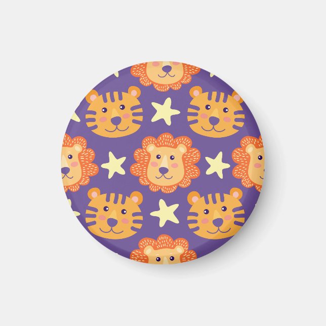 Aimant Lions et tigres de dessin : Vintage (Devant)