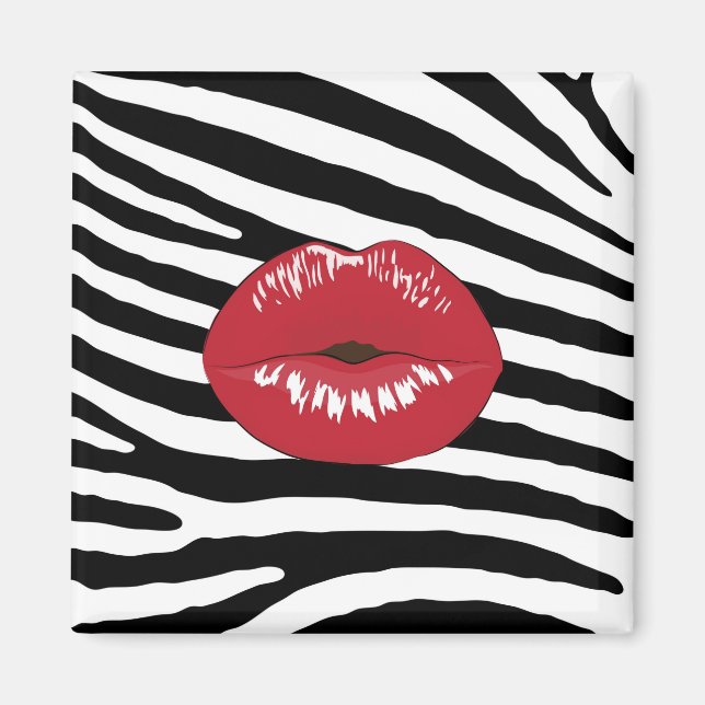 Aimant Lips kiss fashion glamour beauty makeup zebra (Devant)