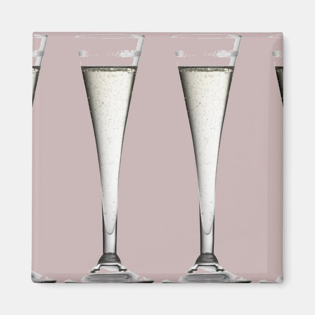 Aimant Liquides en verre de Champagne rose et blanc (Devant)