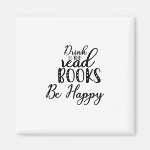 Aimant Lire Art Boire Thé Lire Livres Soyez Heureux