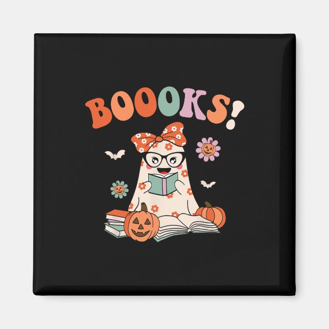 Aimant Lire plus Livres Éffrayant enseignant Cute Hallowe (Devant)