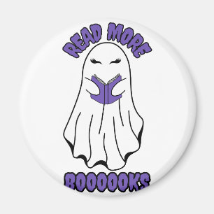 Aimant Lire plus Livres Halloween Ghost Purple