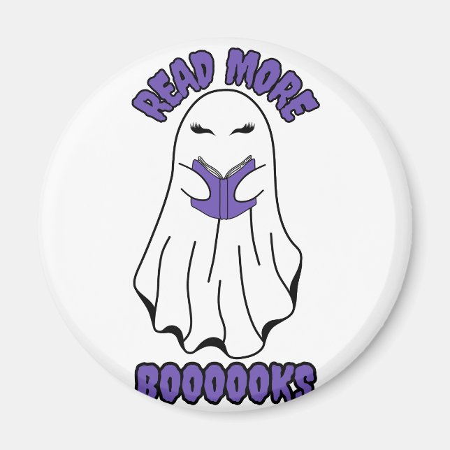 Aimant Lire plus Livres Halloween Ghost Purple (Devant)