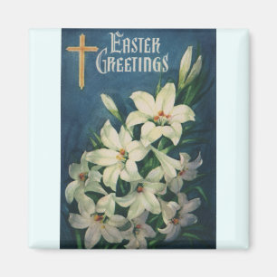 Aimant Lis de Pâques Fleurs, Pâques Religieux Vintage